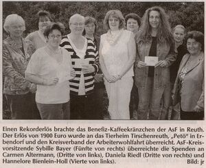 AsF-Tirschenreuth spendet Erlös aus Kaffeekränzchen